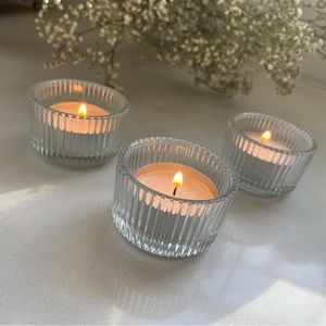set of 3 glass tealight candle holder